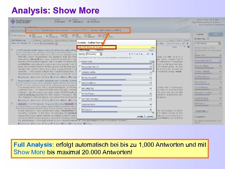 Analysis: Show More Full Analysis: erfolgt automatisch bei bis zu 1, 000 Antworten und