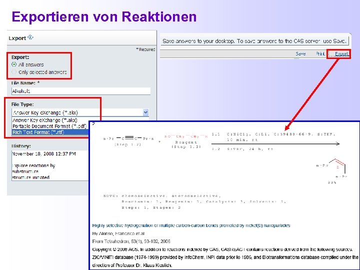  Exportieren von Reaktionen 
