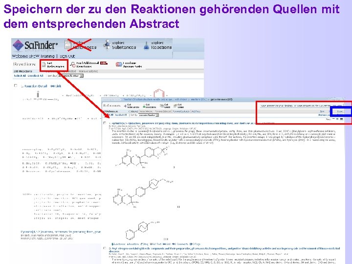 Speichern der zu den Reaktionen gehörenden Quellen mit dem entsprechenden Abstract 