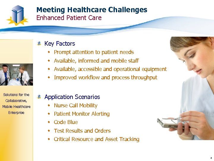 Meeting Healthcare Challenges Enhanced Patient Care Key Factors w Prompt attention to patient needs