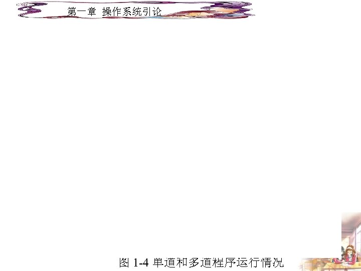 第一章 操作系统引论 图 1 -4 单道和多道程序运行情况 