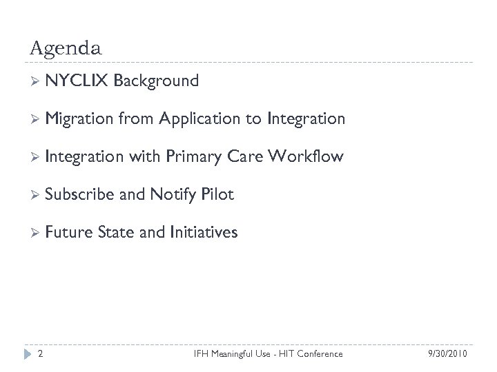 Agenda Ø NYCLIX Background Ø Migration from Application to Integration Ø Subscribe Ø Future