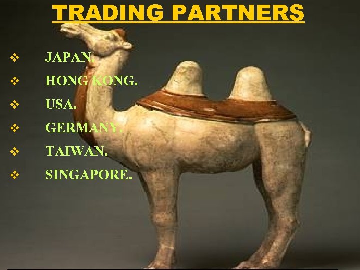 TRADING PARTNERS v JAPAN. v HONG KONG. v USA. v GERMANY. v TAIWAN. v