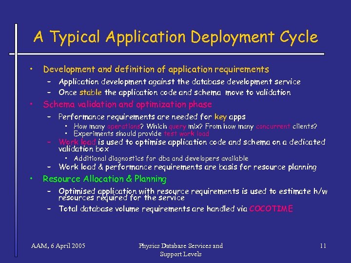 A Typical Application Deployment Cycle • • Development and definition of application requirements –