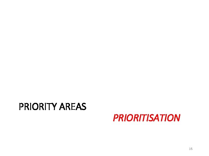 PRIORITY AREAS PRIORITISATION 16 