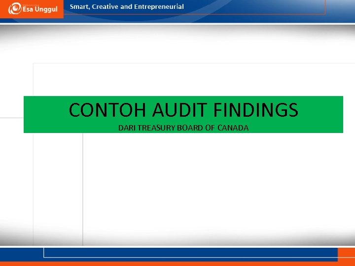CONTOH AUDIT FINDINGS DARI TREASURY BOARD OF CANADA 