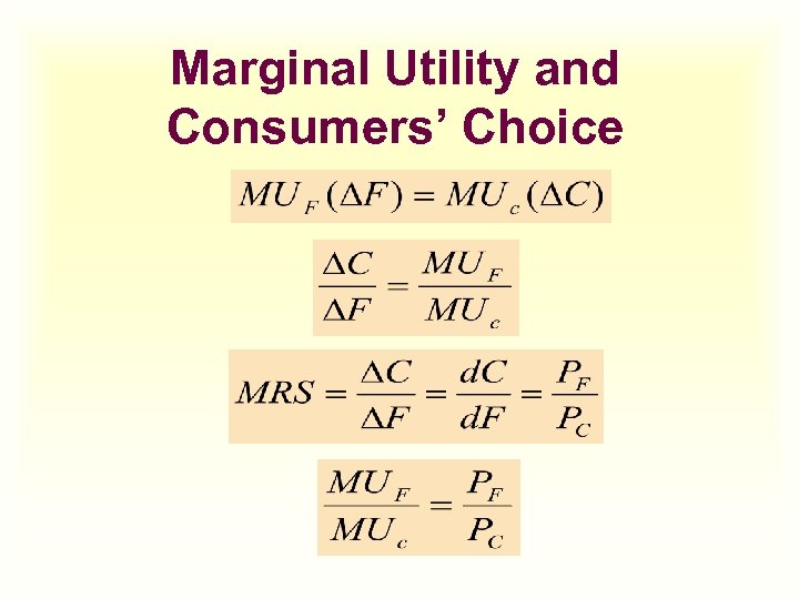 Marginal Utility and Consumers’ Choice 