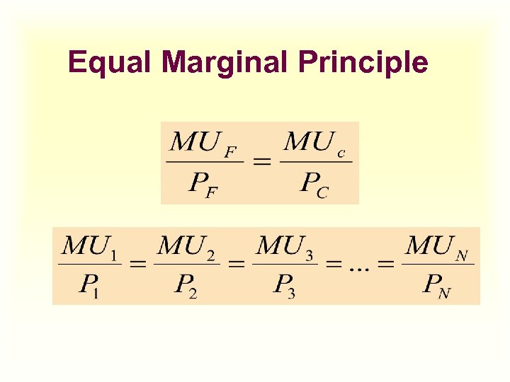 Equal Marginal Principle 