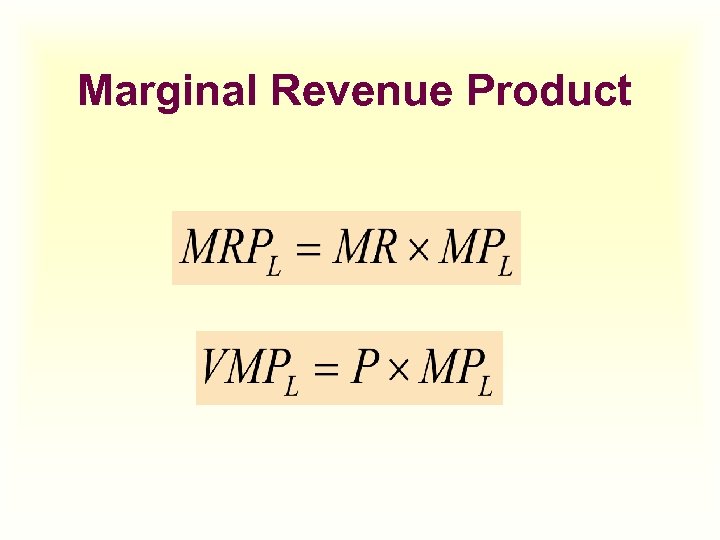 Marginal Revenue Product 