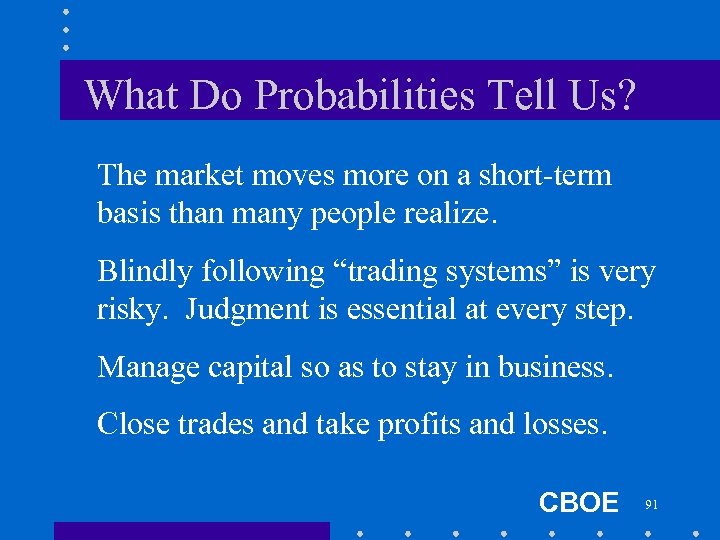 What Do Probabilities Tell Us? The market moves more on a short-term basis than