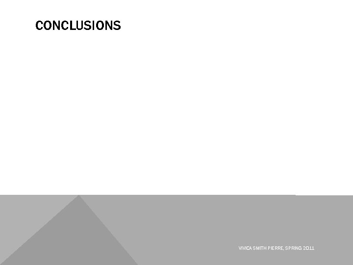 CONCLUSIONS VIVICA SMITH PIERRE, SPRING 2011 