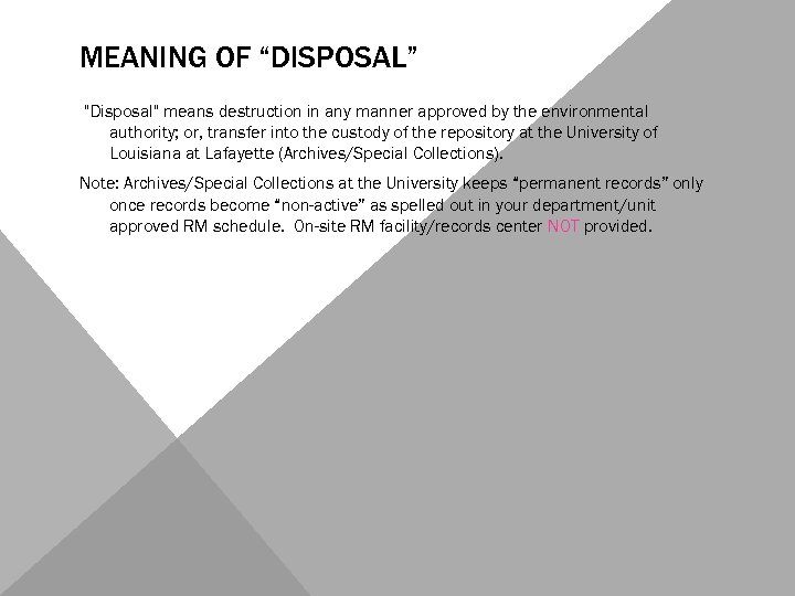 MEANING OF “DISPOSAL” 