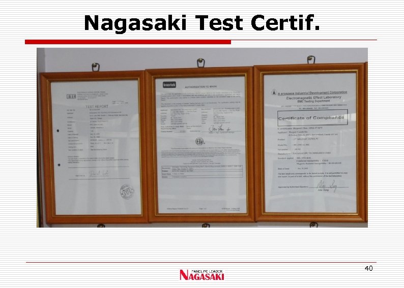 Nagasaki Test Certif. 40 