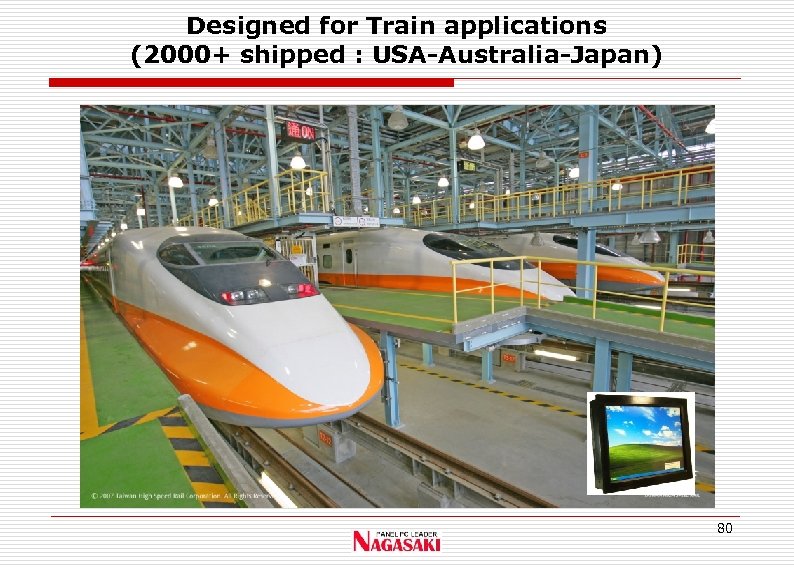 Designed for Train applications (2000+ shipped : USA-Australia-Japan) 80 