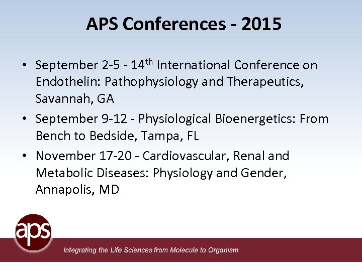 APS Conferences - 2015 • September 2 -5 - 14 th International Conference on