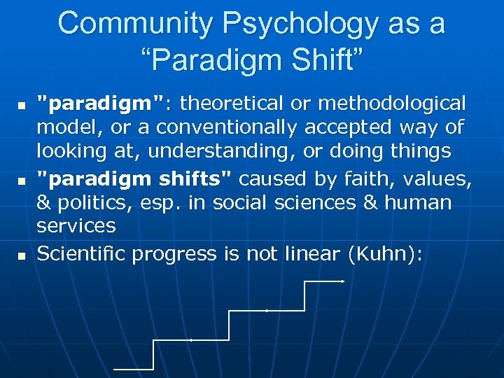 Community Psychology as a “Paradigm Shift” n n n 