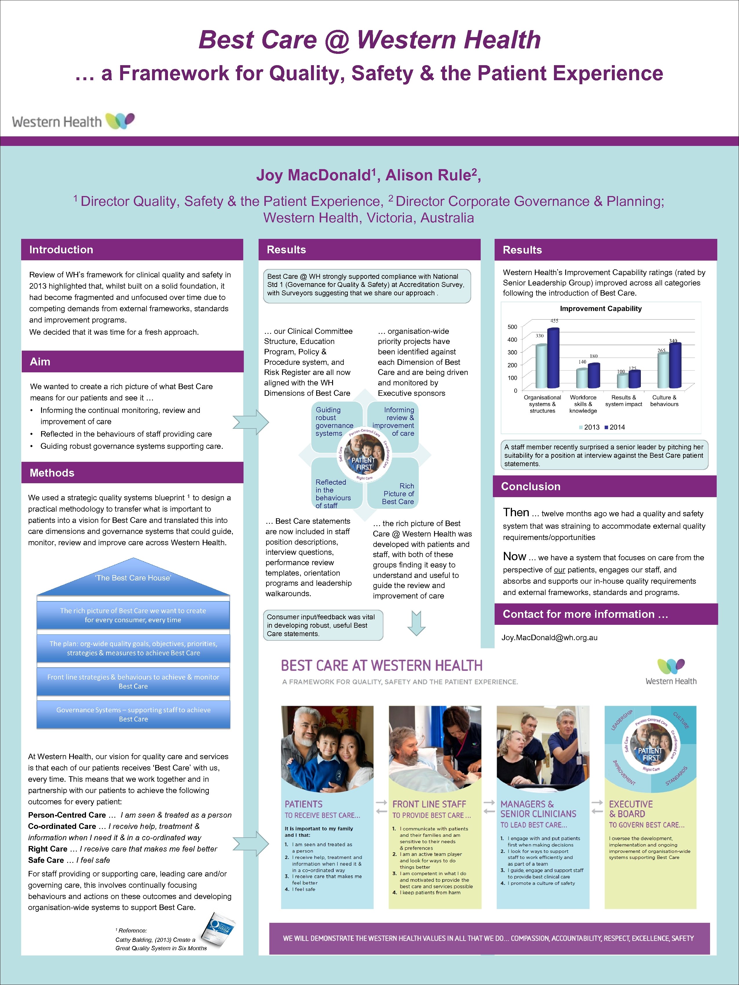 Best Care @ Western Health … a Framework for Quality, Safety & the Patient