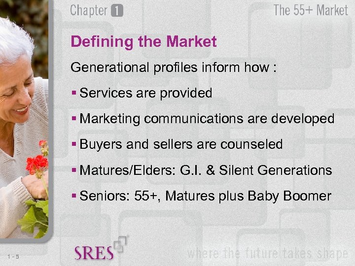 Defining the Market Generational profiles inform how : § Services are provided § Marketing