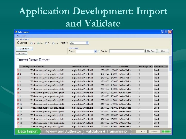 Application Development: Import and Validate 