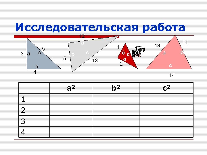 Исследовательская работа 12 а 3 a c 5 5 b c 13 b 4