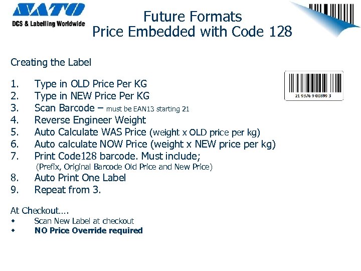 Future Formats Price Embedded with Code 128 Creating the Label 1. 2. 3. 4.