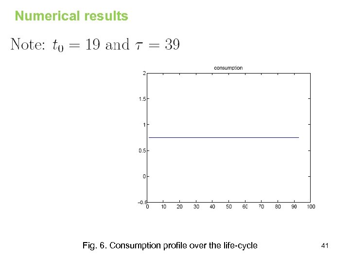 Numerical results Fig. 6. Consumption profile over the life-cycle 41 