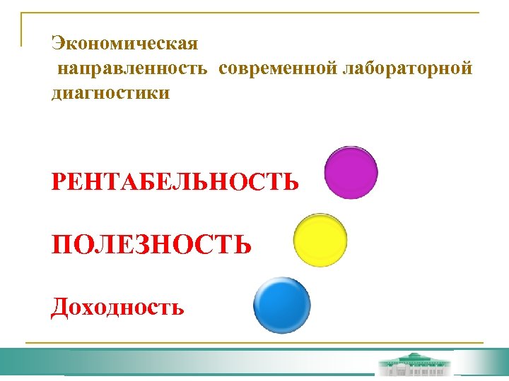 Экономическая направленность современной лабораторной диагностики РЕНТАБЕЛЬНОСТЬ ТРБ К ПОЛЕЗНОСТЬ СОС АК АФ Ф Доходность