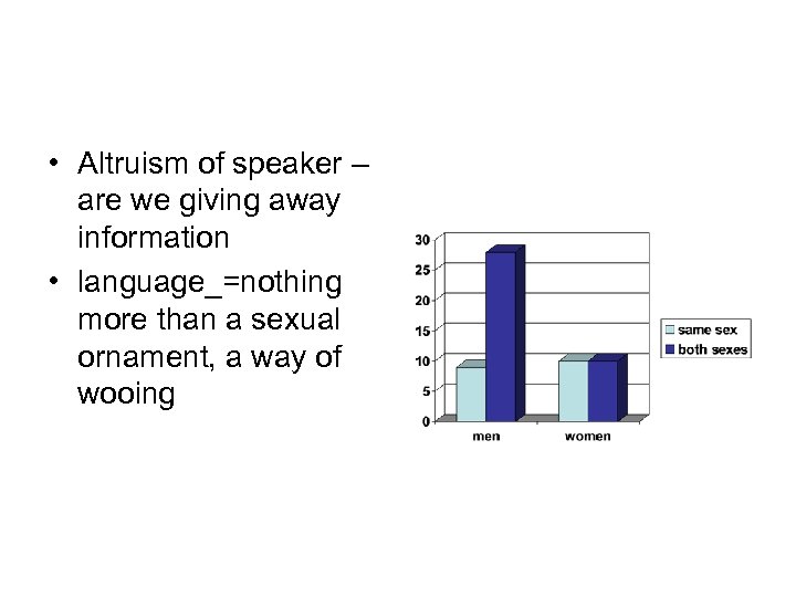 • Altruism of speaker – are we giving away information • language_=nothing more
