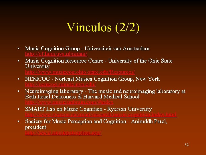 Vínculos (2/2) • Music Cognition Group - Universiteit van Amsterdam http: //cf. hum. uva.