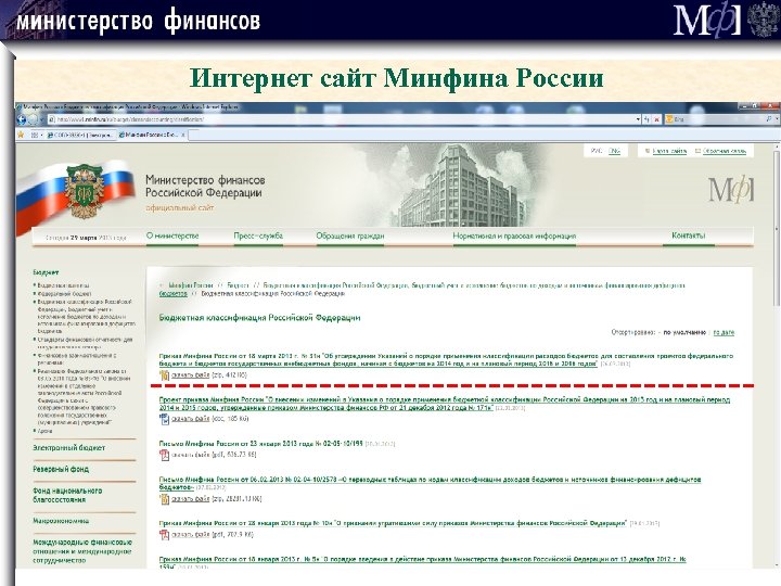 Интернет сайт Минфина России 