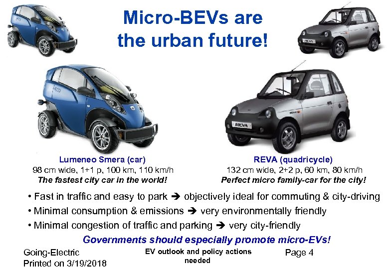 Micro-BEVs are the urban future! Lumeneo Smera (car) 98 cm wide, 1+1 p, 100