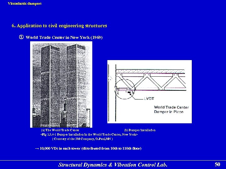 Viscoelastic dampers 6. Application to civil engineering structures ① World Trade Center in New