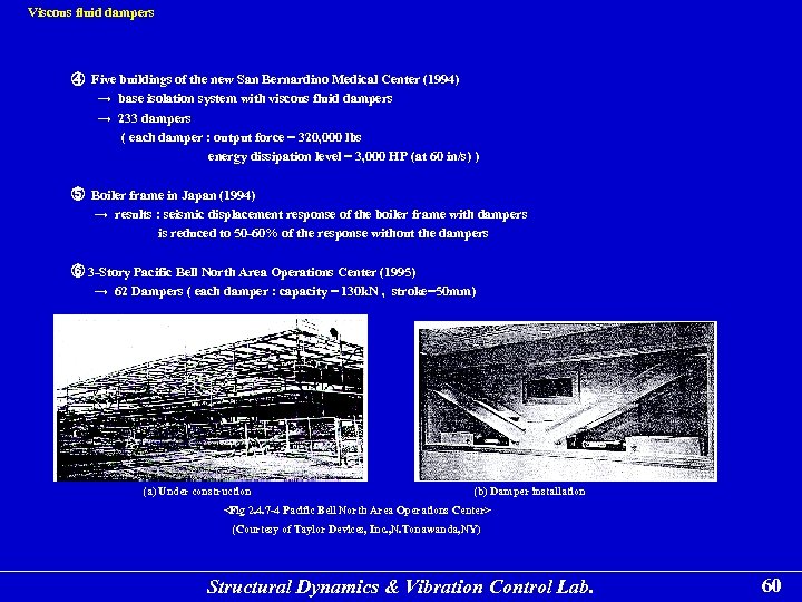 Viscous fluid dampers ④ Five buildings of the new San Bernardino Medical Center (1994)