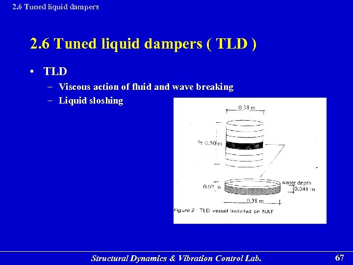 2. 6 Tuned liquid dampers ( TLD ) • TLD – Viscous action of