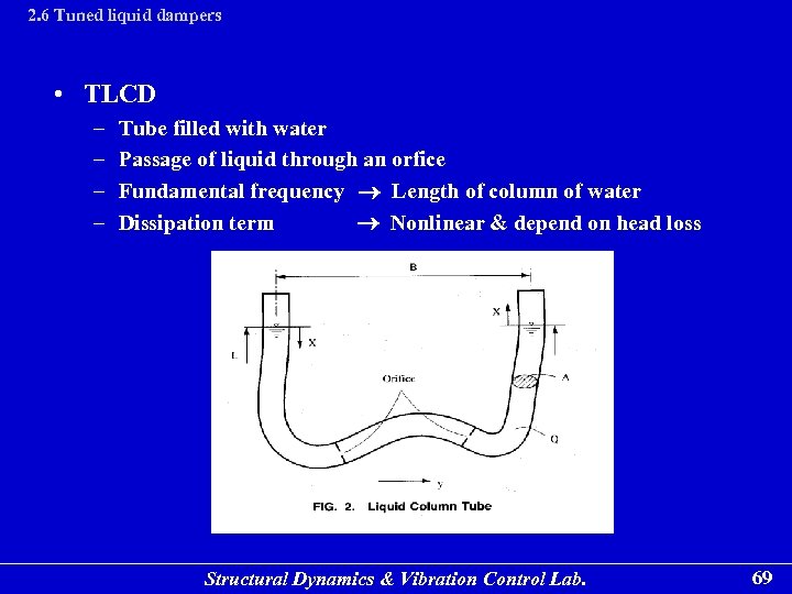 2. 6 Tuned liquid dampers • TLCD – – Tube filled with water Passage