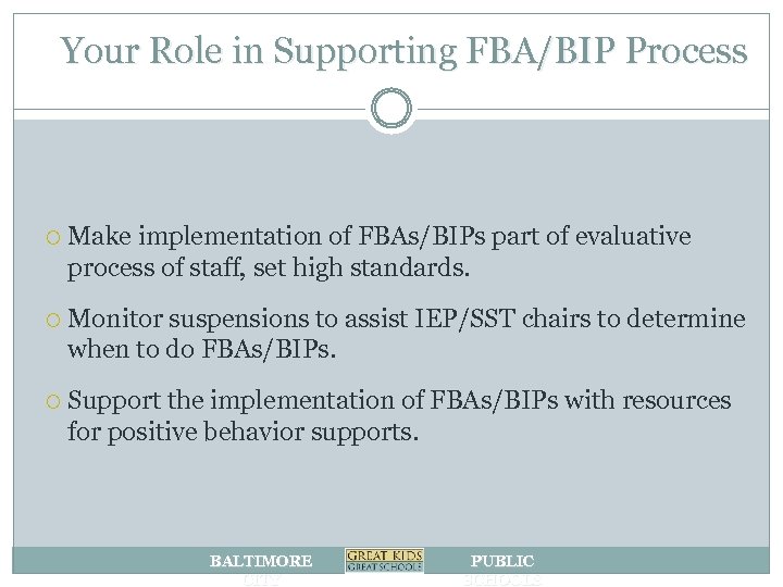 Your Role in Supporting FBA/BIP Process Make implementation of FBAs/BIPs part of evaluative process
