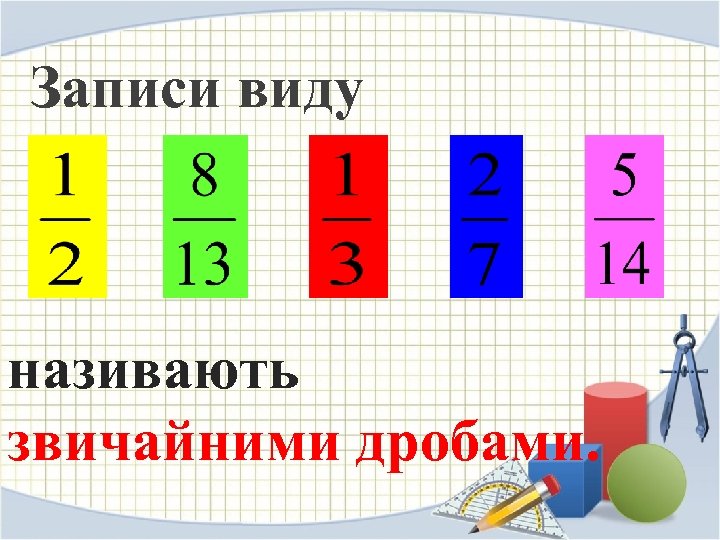 Записи виду називають звичайними дробами. 