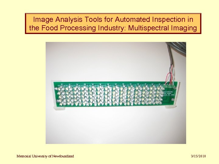 Image Analysis Tools for Automated Inspection in the Food Processing Industry: Multispectral Imaging Memorial