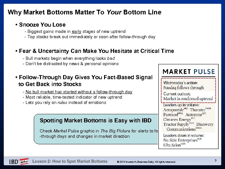 Why Market Bottoms Matter To Your Bottom Line • Snooze You Lose - Biggest