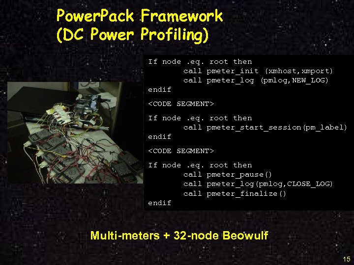 Power. Pack Framework (DC Power Profiling) If node. eq. root then call pmeter_init (xmhost,