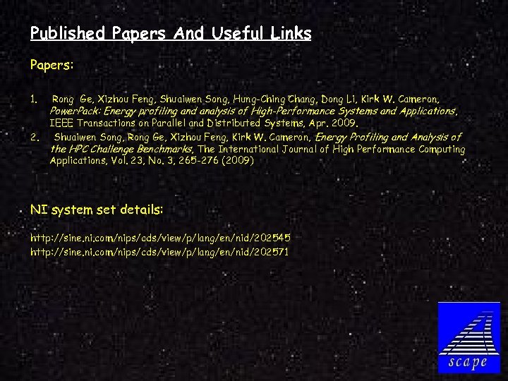 Published Papers And Useful Links Papers: 1. 2. Rong Ge, Xizhou Feng, Shuaiwen Song,