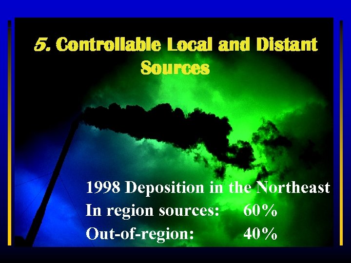 5. Controllable Local and Distant Sources 1998 Deposition in the Northeast In region sources: