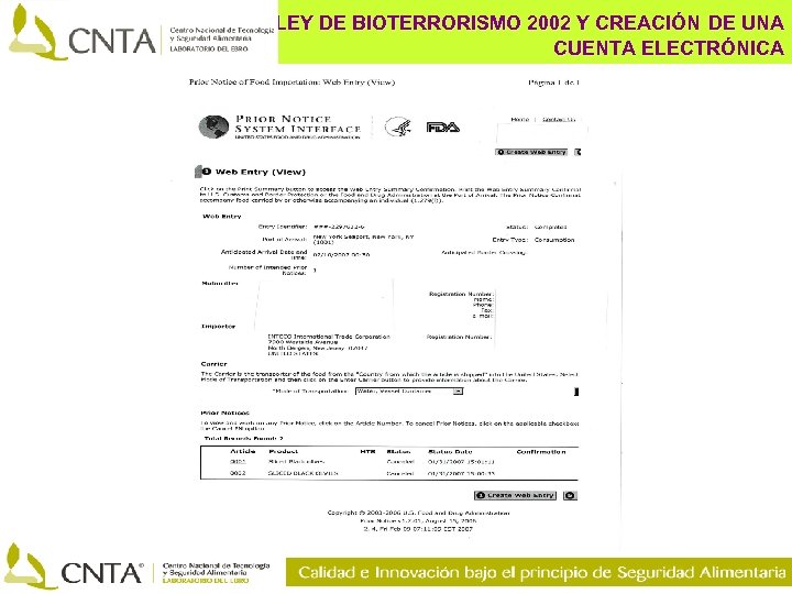 LEY DE BIOTERRORISMO 2002 Y CREACIÓN DE UNA CUENTA ELECTRÓNICA 
