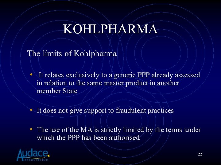 KOHLPHARMA The limits of Kohlpharma • It relates exclusively to a generic PPP already