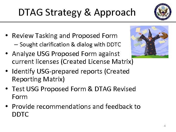 DTAG Strategy & Approach • Review Tasking and Proposed Form – Sought clarification &