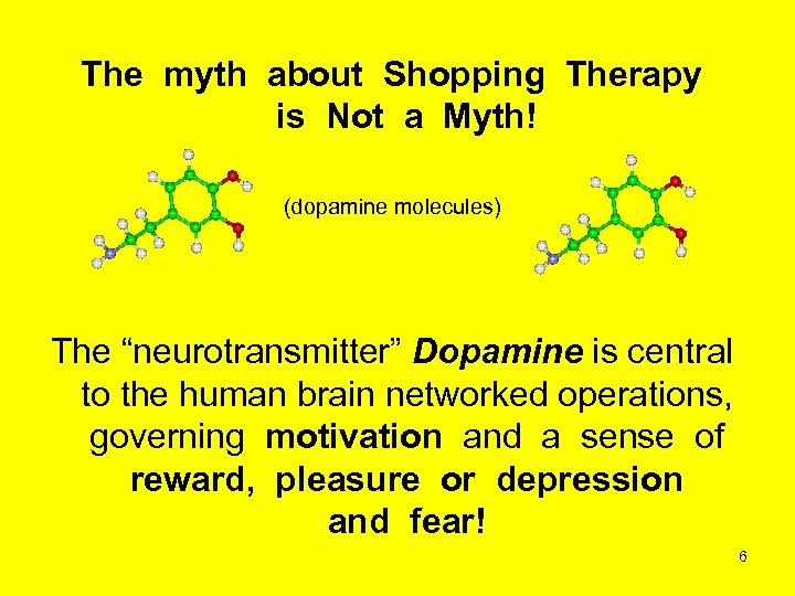 The myth about Shopping Therapy is Not a Myth! (dopamine molecules) The “neurotransmitter” Dopamine
