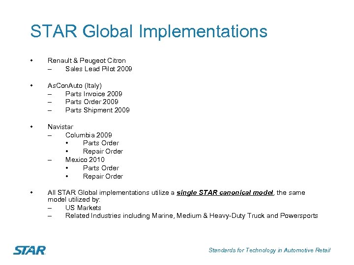 STAR Global Implementations • Renault & Peugeot Citron – Sales Lead Pilot 2009 •