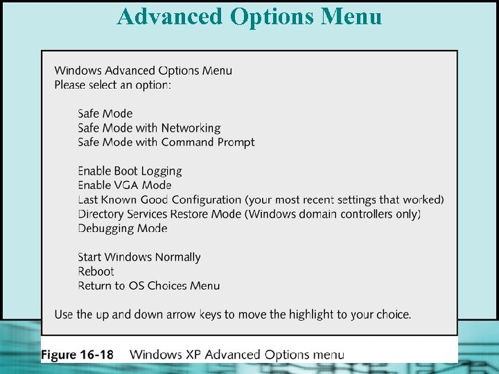 Advanced Options Menu 