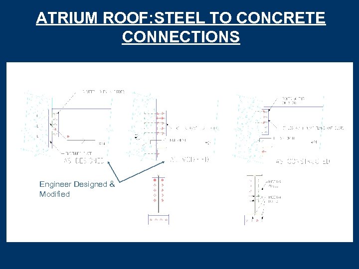 ATRIUM ROOF: STEEL TO CONCRETE CONNECTIONS Engineer Designed & Modified 