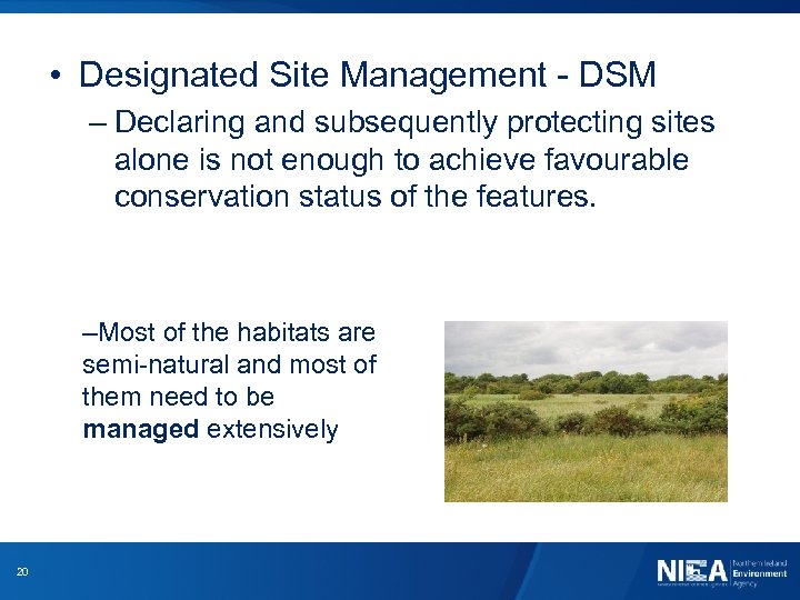  • Designated Site Management - DSM – Declaring and subsequently protecting sites alone